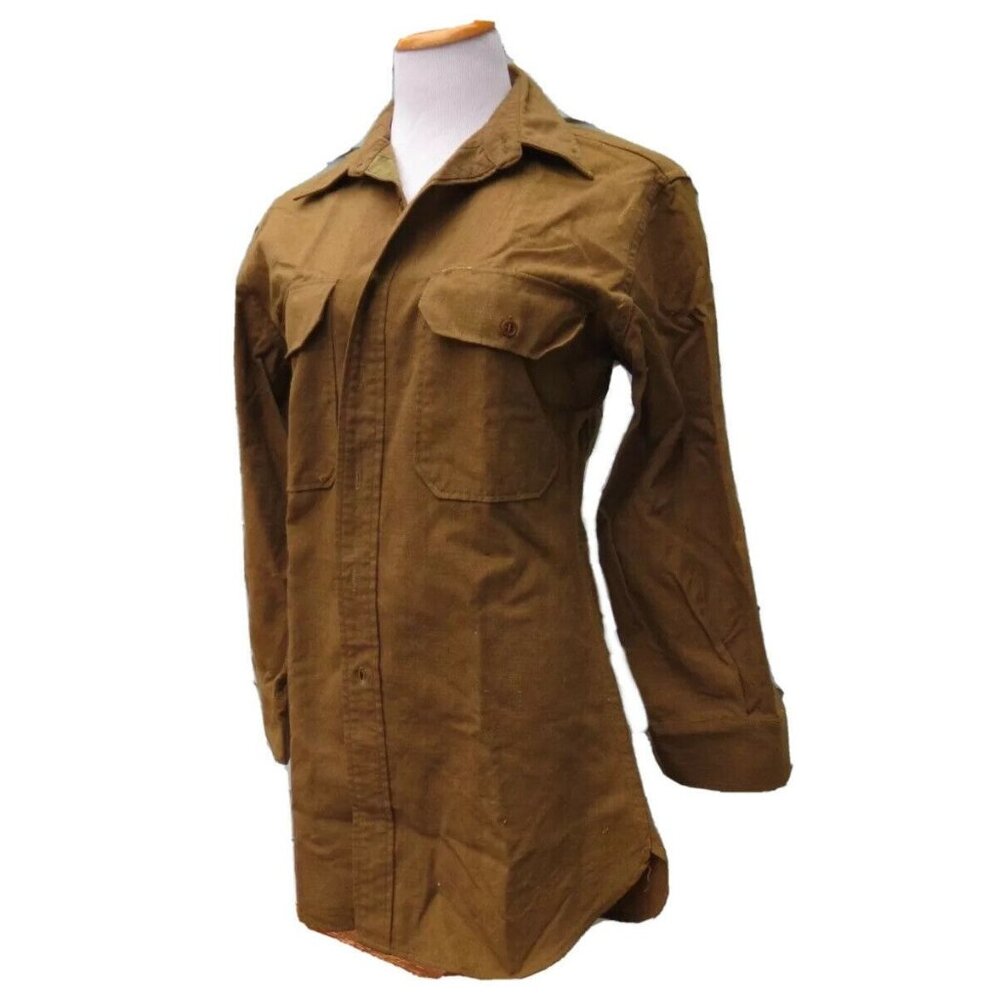 Vintage U.S Military Shirt Button Front Olive Green S/M See Measurements